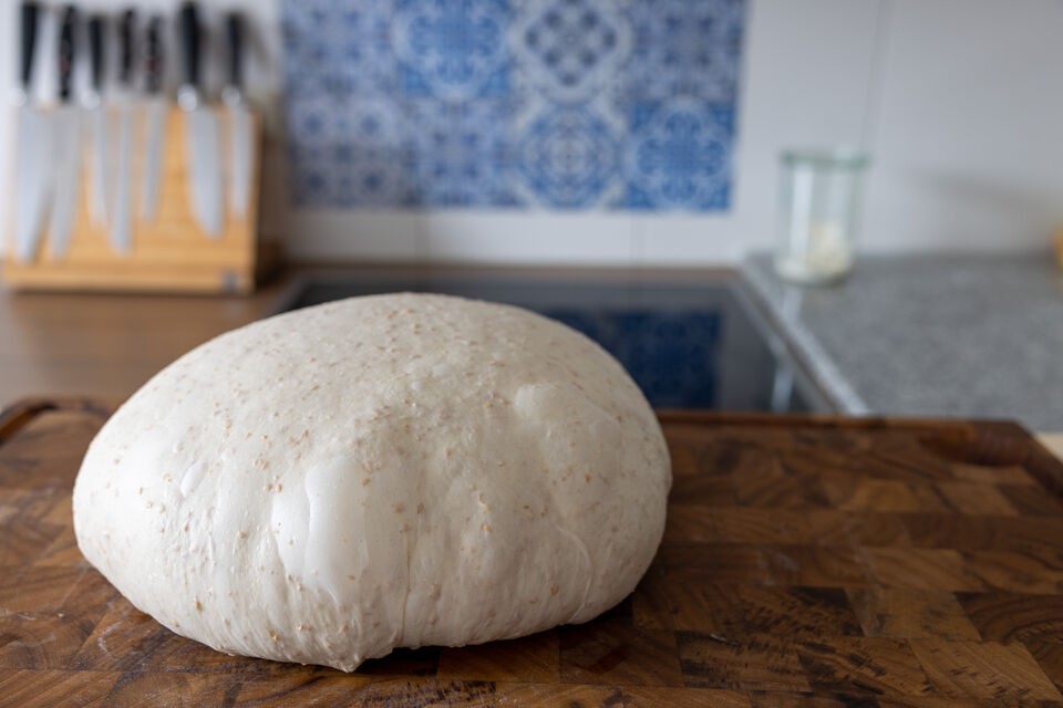 Perfectly shaped sourdough dough ready for proofing
