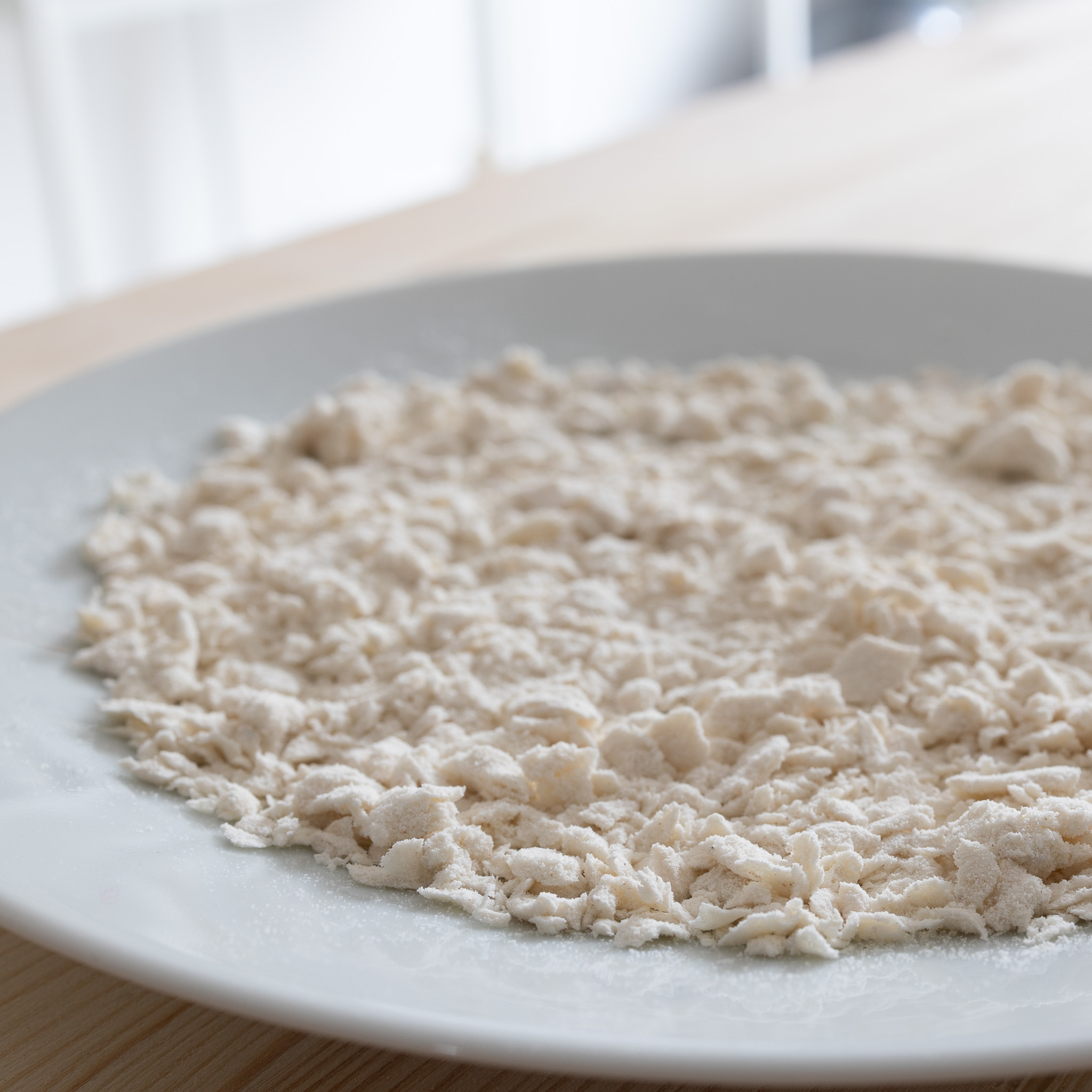 Dried sourdough starter flakes ready for reactivation